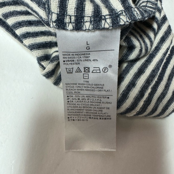 Banana Republic Striped Tee Linen Blend Blue L - Picture 5 of 5